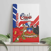 Personalized Chile Independence Day Canvas Wall Art Chilean Coat Of Arms Copihue Flag Style - Wonder Print Shop