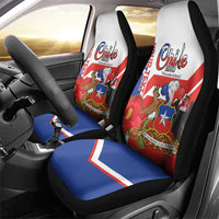 Personalized Chile Independence Day Car Seat Cover Chilean Coat Of Arms Copihue Flag Style - Wonder Print Shop