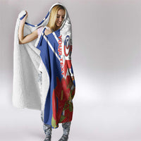 Personalized Chile Independence Day Hooded Blanket Chilean Coat Of Arms Copihue Flag Style