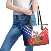 Personalized Chile Independence Day Leather Tote Bag Chilean Coat Of Arms Copihue Flag Style - Wonder Print Shop
