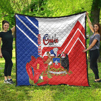 Personalized Chile Independence Day Quilt Chilean Coat Of Arms Copihue Flag Style - Wonder Print Shop