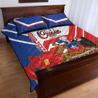 Personalized Chile Independence Day Quilt Bed Set Chilean Coat Of Arms Copihue Flag Style - Wonder Print Shop