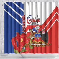 Personalized Chile Independence Day Shower Curtain Chilean Coat Of Arms Copihue Flag Style