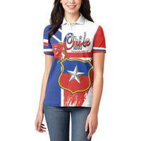 Personalized Chile Independence Day Women Polo Shirt Chilean Coat Of Arms Copihue Flag Style - Wonder Print Shop