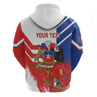 Personalized Chile Independence Day Zip Hoodie Chilean Coat Of Arms Copihue Flag Style - Wonder Print Shop