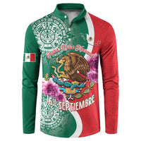 Personalized Mexico Independence Day Button Sweatshirt 16 De Septiembre Mexican Aztec - Wonder Print Shop