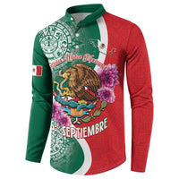 Personalized Mexico Independence Day Button Sweatshirt 16 De Septiembre Mexican Aztec - Wonder Print Shop