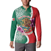 Personalized Mexico Independence Day Button Sweatshirt 16 De Septiembre Mexican Aztec - Wonder Print Shop