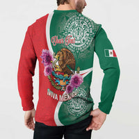 Personalized Mexico Independence Day Button Sweatshirt 16 De Septiembre Mexican Aztec - Wonder Print Shop