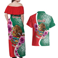 Personalized Mexico Independence Day Couples Matching Off Shoulder Maxi Dress and Hawaiian Shirt 16 De Septiembre Mexican Aztec - Wonder Print Shop
