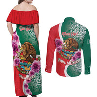 Personalized Mexico Independence Day Couples Matching Off Shoulder Maxi Dress and Long Sleeve Button Shirt 16 De Septiembre Mexican Aztec - Wonder Print Shop