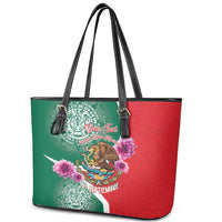 Personalized Mexico Independence Day Leather Tote Bag 16 De Septiembre Mexican Aztec - Wonder Print Shop