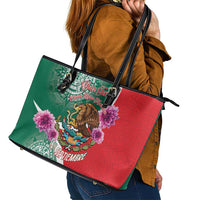 Personalized Mexico Independence Day Leather Tote Bag 16 De Septiembre Mexican Aztec - Wonder Print Shop