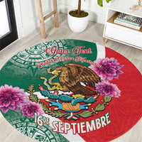 Personalized Mexico Independence Day Round Carpet 16 De Septiembre Mexican Aztec