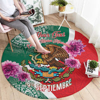 Personalized Mexico Independence Day Round Carpet 16 De Septiembre Mexican Aztec