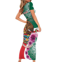 Personalized Mexico Independence Day Short Sleeve Bodycon Dress 16 De Septiembre Mexican Aztec - Wonder Print Shop