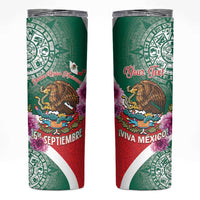 Personalized Mexico Independence Day Skinny Tumbler 16 De Septiembre Mexican Aztec - Wonder Print Shop