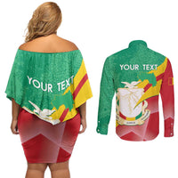 Personalised Guinea Independence Day Couples Matching Off Shoulder Short Dress and Long Sleeve Button Shirt Happy 2 October Guinee Coat Of Arms - Wonder Print Shop