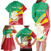 Personalised Guinea Independence Day Family Matching Long Sleeve Bodycon Dress and Hawaiian Shirt Happy 2 October Guinee Coat Of Arms - Wonder Print Shop