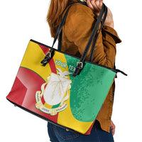 Personalised Guinea Independence Day Leather Tote Bag Happy 2 October Guinee Coat Of Arms - Wonder Print Shop