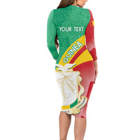Personalised Guinea Independence Day Long Sleeve Bodycon Dress Happy 2 October Guinee Coat Of Arms - Wonder Print Shop