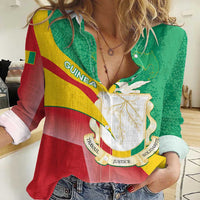Personalised Guinea Independence Day Women Casual Shirt Happy 2 October Guinee Coat Of Arms - Wonder Print Shop