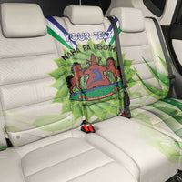 Personalised Lesotho Independence Day Back Car Seat Cover Aloe Polyphylla Mix Coat Of Arms - Wonder Print Shop
