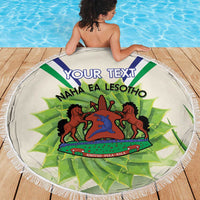 Personalised Lesotho Independence Day Beach Blanket Aloe Polyphylla Mix Coat Of Arms - Wonder Print Shop