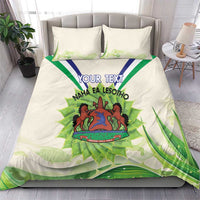 Personalised Lesotho Independence Day Bedding Set Aloe Polyphylla Mix Coat Of Arms - Wonder Print Shop