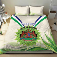 Personalised Lesotho Independence Day Bedding Set Aloe Polyphylla Mix Coat Of Arms - Wonder Print Shop