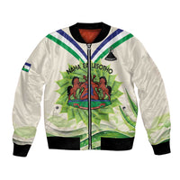 Personalised Lesotho Independence Day Bomber Jacket Aloe Polyphylla Mix Coat Of Arms - Wonder Print Shop