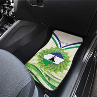 Personalised Lesotho Independence Day Car Mats Aloe Polyphylla Mix Coat Of Arms - Wonder Print Shop