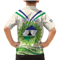 Personalised Lesotho Independence Day Family Matching Mermaid Dress and Hawaiian Shirt Aloe Polyphylla Mix Coat Of Arms - Wonder Print Shop