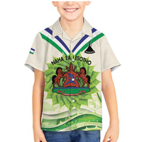Personalised Lesotho Independence Day Family Matching Mermaid Dress and Hawaiian Shirt Aloe Polyphylla Mix Coat Of Arms - Wonder Print Shop