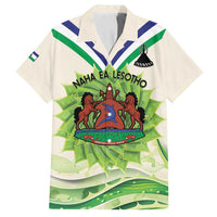 Personalised Lesotho Independence Day Family Matching Off Shoulder Maxi Dress and Hawaiian Shirt Aloe Polyphylla Mix Coat Of Arms - Wonder Print Shop