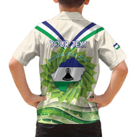 Personalised Lesotho Independence Day Family Matching Off Shoulder Short Dress and Hawaiian Shirt Aloe Polyphylla Mix Coat Of Arms - Wonder Print Shop