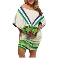 Personalised Lesotho Independence Day Family Matching Off Shoulder Short Dress and Hawaiian Shirt Aloe Polyphylla Mix Coat Of Arms - Wonder Print Shop