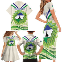 Personalised Lesotho Independence Day Family Matching Short Sleeve Bodycon Dress and Hawaiian Shirt Aloe Polyphylla Mix Coat Of Arms - Wonder Print Shop