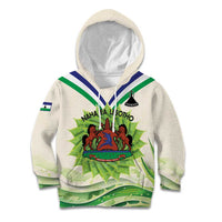 Personalised Lesotho Independence Day Kid Hoodie Aloe Polyphylla Mix Coat Of Arms - Wonder Print Shop