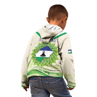 Personalised Lesotho Independence Day Kid Hoodie Aloe Polyphylla Mix Coat Of Arms - Wonder Print Shop