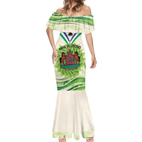 Personalised Lesotho Independence Day Mermaid Dress Aloe Polyphylla Mix Coat Of Arms - Wonder Print Shop