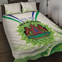 Personalised Lesotho Independence Day Quilt Bed Set Aloe Polyphylla Mix Coat Of Arms - Wonder Print Shop