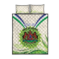 Personalised Lesotho Independence Day Quilt Bed Set Aloe Polyphylla Mix Coat Of Arms - Wonder Print Shop