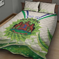 Personalised Lesotho Independence Day Quilt Bed Set Aloe Polyphylla Mix Coat Of Arms - Wonder Print Shop