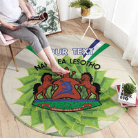 Personalised Lesotho Independence Day Round Carpet Aloe Polyphylla Mix Coat Of Arms