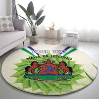 Personalised Lesotho Independence Day Round Carpet Aloe Polyphylla Mix Coat Of Arms