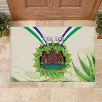 Personalised Lesotho Independence Day Rubber Doormat Aloe Polyphylla Mix Coat Of Arms - Wonder Print Shop