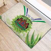 Personalised Lesotho Independence Day Rubber Doormat Aloe Polyphylla Mix Coat Of Arms - Wonder Print Shop
