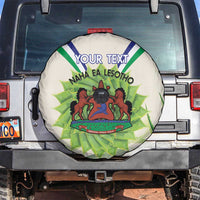 Personalised Lesotho Independence Day Spare Tire Cover Aloe Polyphylla Mix Coat Of Arms - Wonder Print Shop