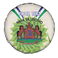 Personalised Lesotho Independence Day Spare Tire Cover Aloe Polyphylla Mix Coat Of Arms - Wonder Print Shop